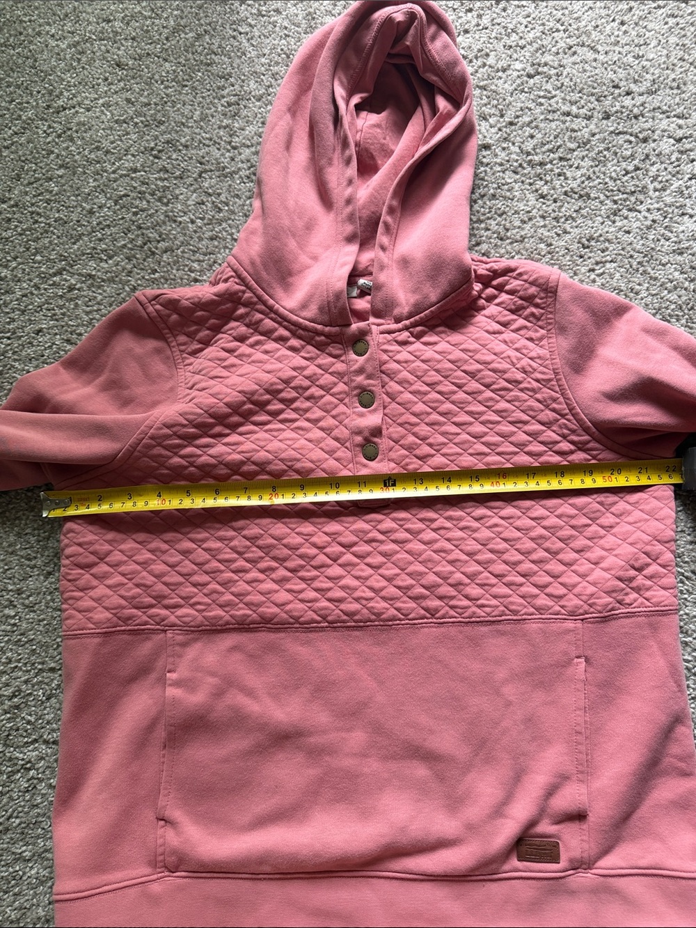 L.L. Bean Quilted Hooded Sweatshirt Pullover Snap Button Size L - Picture 5 of 7
